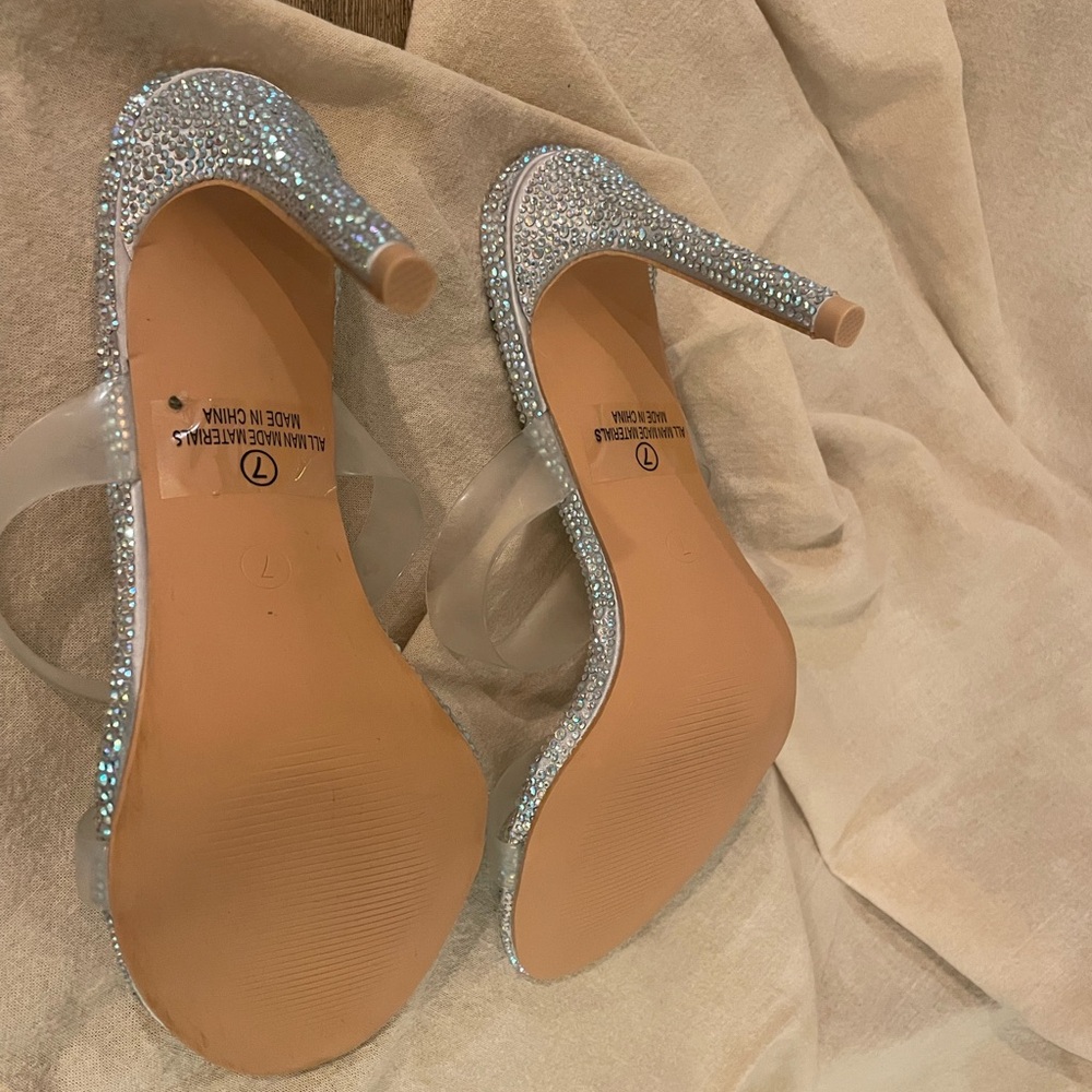 Lulu's Sparkling Silver Rhinestone Heels - Picture 3 of 4